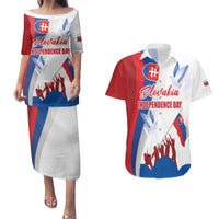 Slovakia Independence Day Couples Matching Puletasi and Hawaiian Shirt 17th July 1992