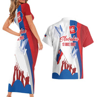 Slovakia Independence Day Couples Matching Short Sleeve Bodycon Dress and Hawaiian Shirt 17th July 1992