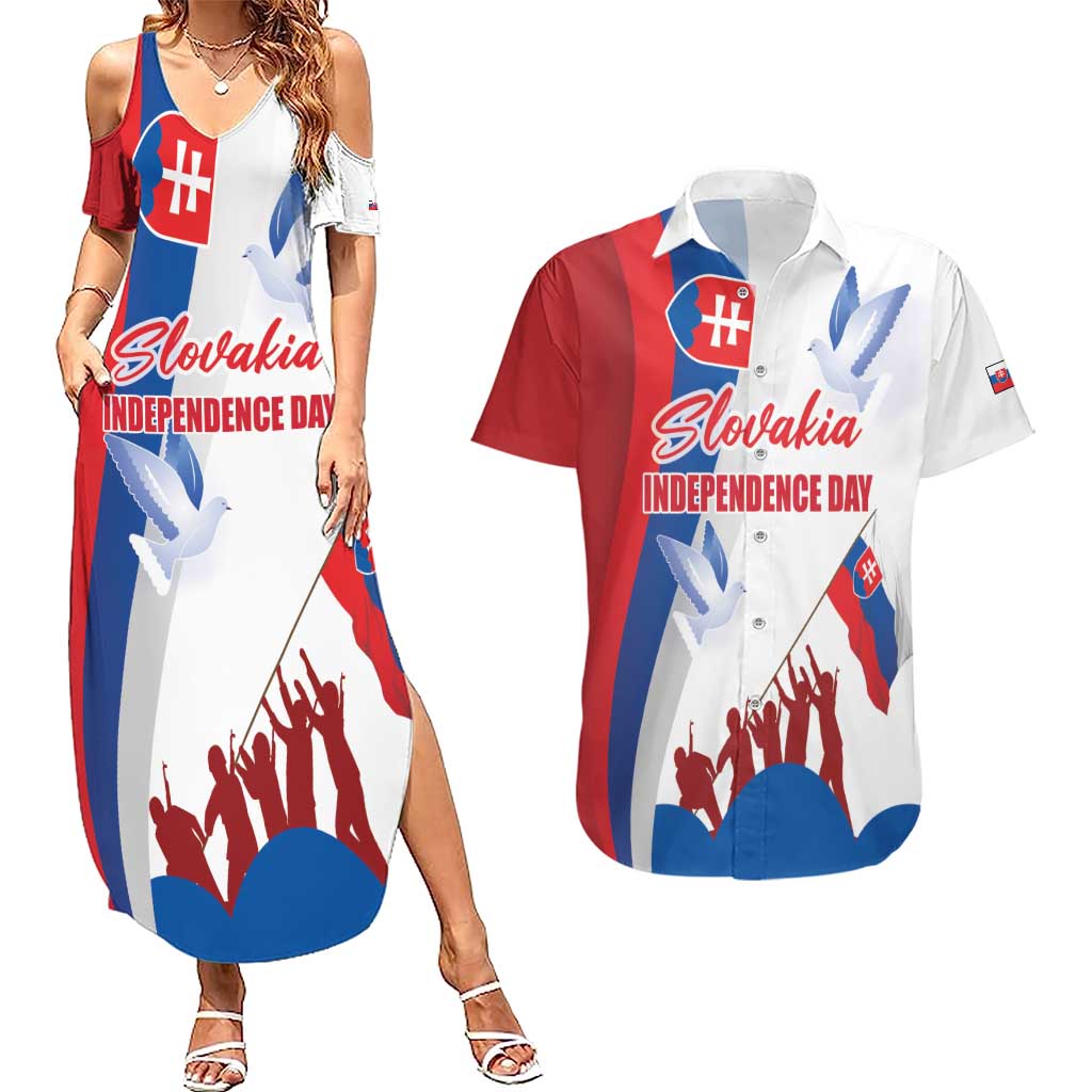 Slovakia Independence Day Couples Matching Summer Maxi Dress and Hawaiian Shirt 17th July 1992