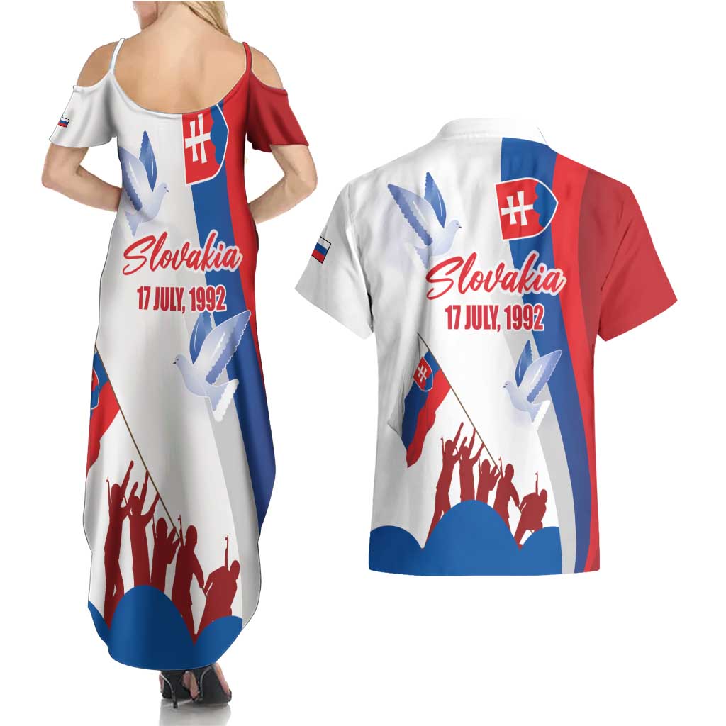 Slovakia Independence Day Couples Matching Summer Maxi Dress and Hawaiian Shirt 17th July 1992