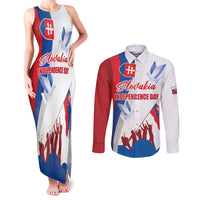 Slovakia Independence Day Couples Matching Tank Maxi Dress and Long Sleeve Button Shirt 17th July 1992
