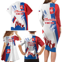 Slovakia Independence Day Family Matching Long Sleeve Bodycon Dress and Hawaiian Shirt 17th July 1992