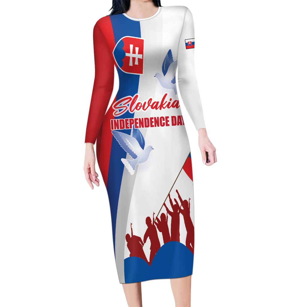 Slovakia Independence Day Family Matching Long Sleeve Bodycon Dress and Hawaiian Shirt 17th July 1992