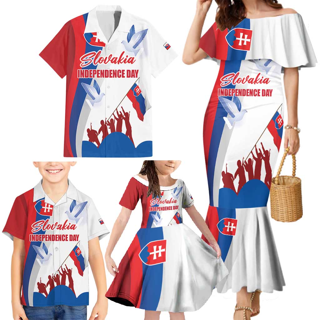 Slovakia Independence Day Family Matching Mermaid Dress and Hawaiian Shirt 17th July 1992