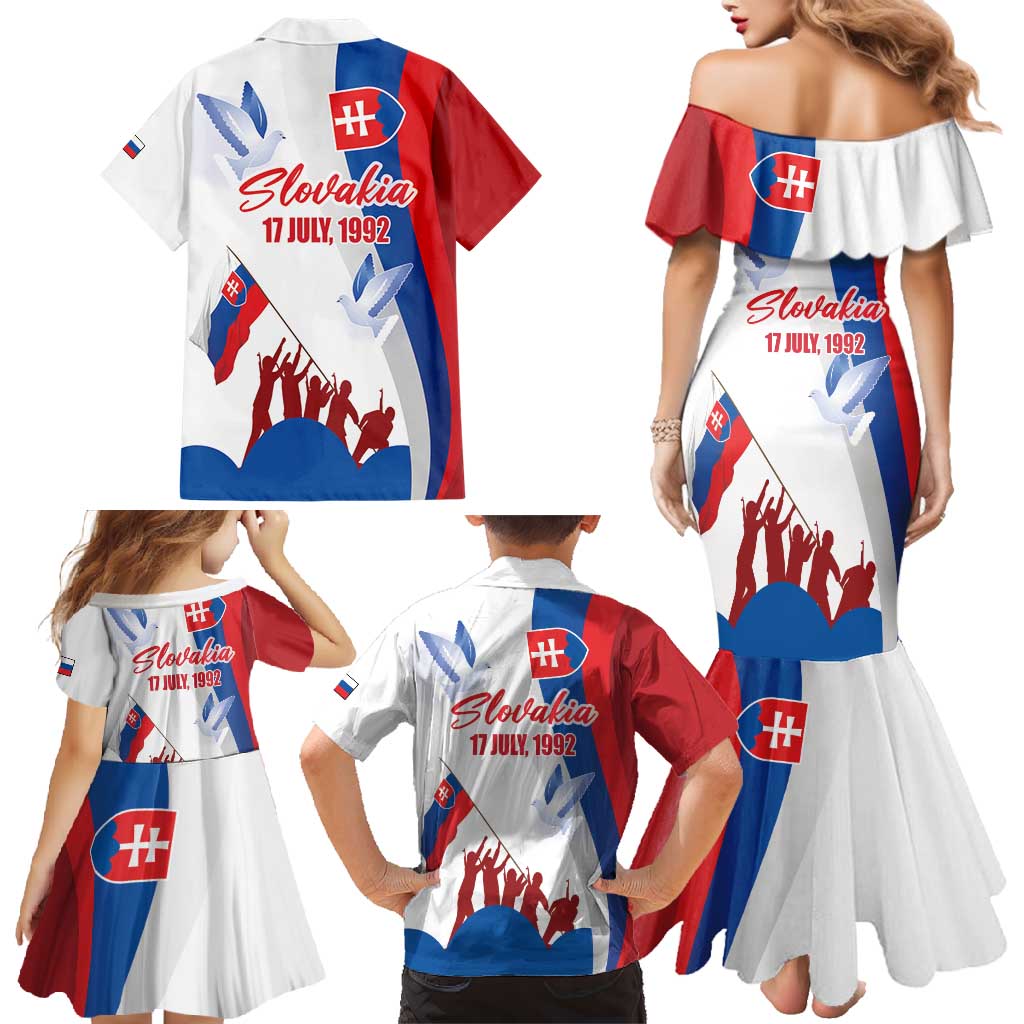 Slovakia Independence Day Family Matching Mermaid Dress and Hawaiian Shirt 17th July 1992