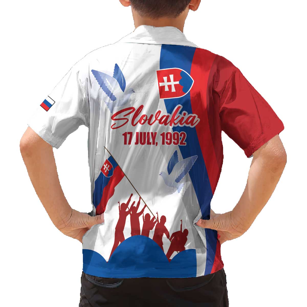 Slovakia Independence Day Family Matching Off The Shoulder Long Sleeve Dress and Hawaiian Shirt 17th July 1992