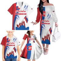 Slovakia Independence Day Family Matching Off The Shoulder Long Sleeve Dress and Hawaiian Shirt 17th July 1992