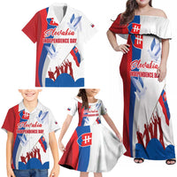 Slovakia Independence Day Family Matching Off Shoulder Maxi Dress and Hawaiian Shirt 17th July 1992