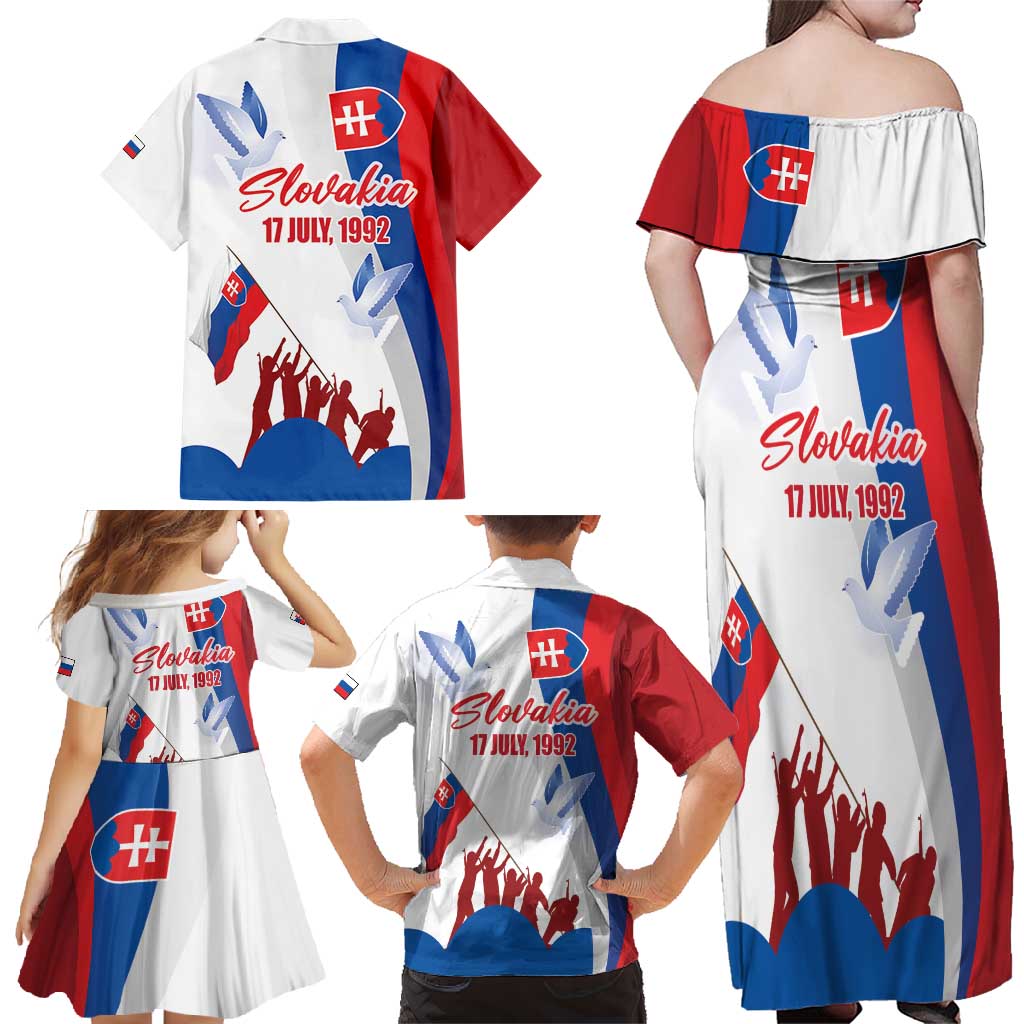 Slovakia Independence Day Family Matching Off Shoulder Maxi Dress and Hawaiian Shirt 17th July 1992