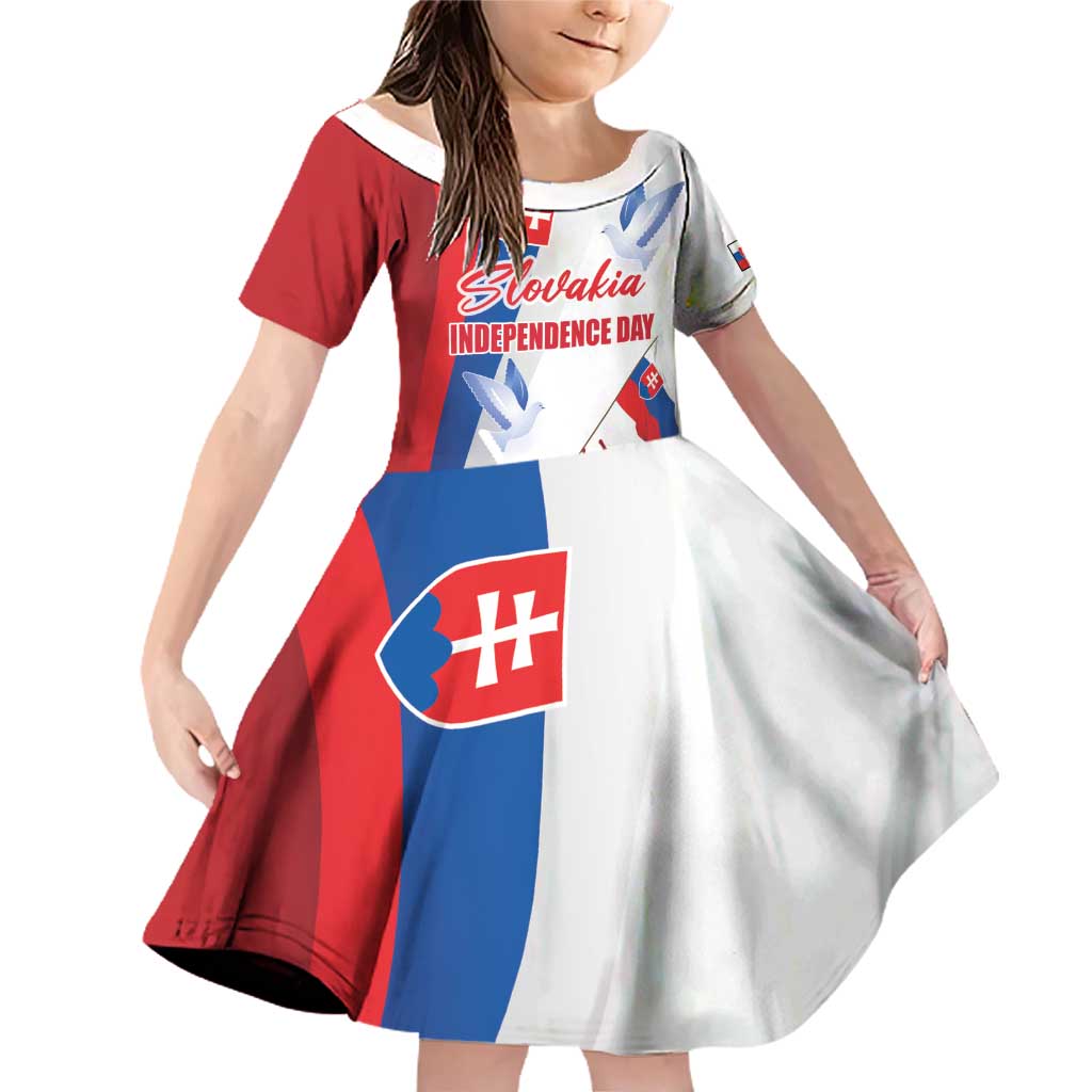 Slovakia Independence Day Family Matching Off Shoulder Short Dress and Hawaiian Shirt 17th July 1992