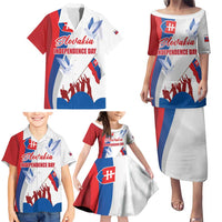 Slovakia Independence Day Family Matching Puletasi and Hawaiian Shirt 17th July 1992