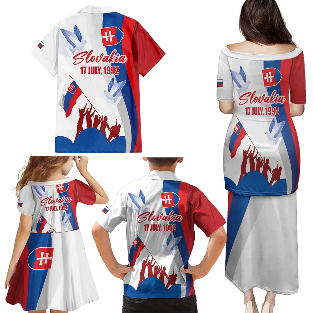 Slovakia Independence Day Family Matching Puletasi and Hawaiian Shirt 17th July 1992