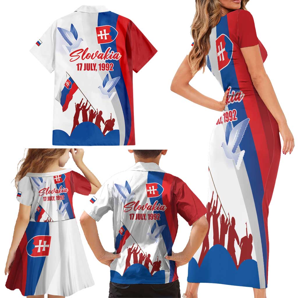 Slovakia Independence Day Family Matching Short Sleeve Bodycon Dress and Hawaiian Shirt 17th July 1992