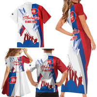 Slovakia Independence Day Family Matching Short Sleeve Bodycon Dress and Hawaiian Shirt 17th July 1992