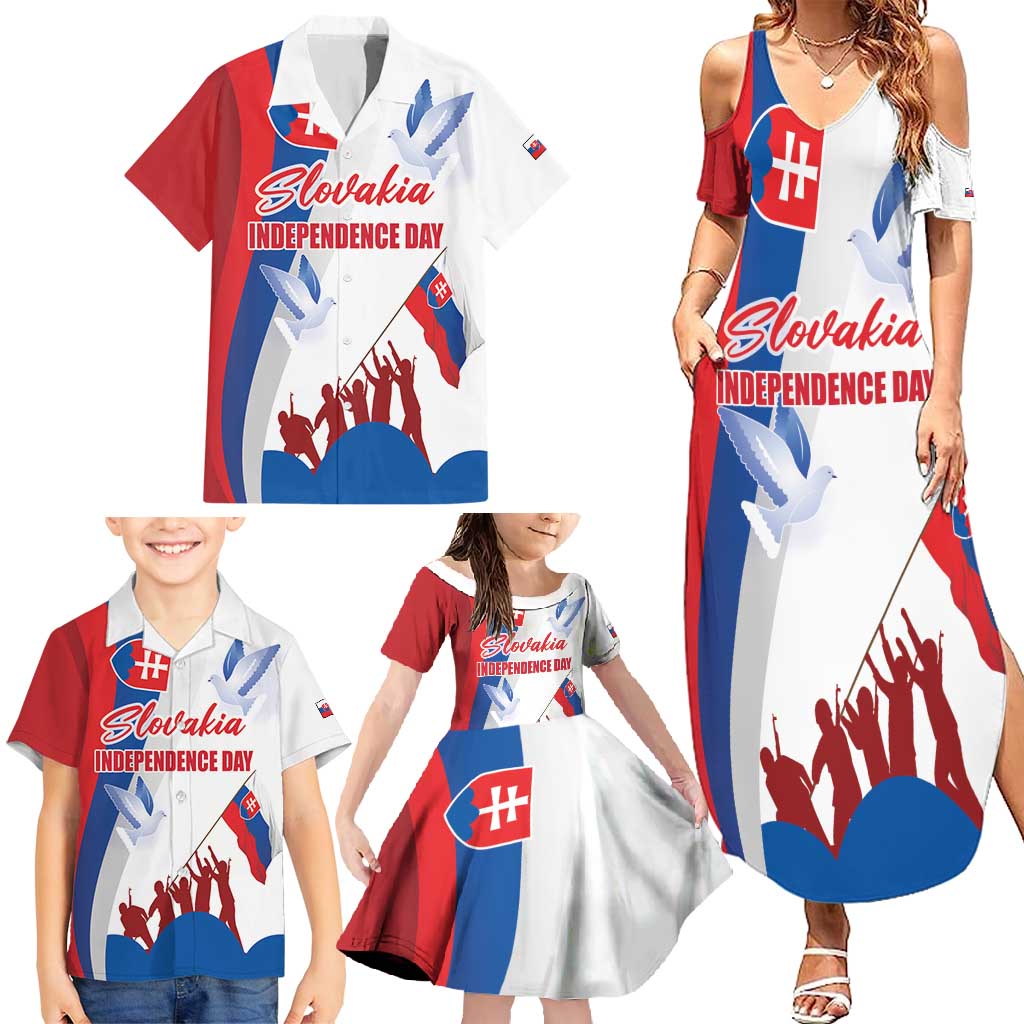 Slovakia Independence Day Family Matching Summer Maxi Dress and Hawaiian Shirt 17th July 1992