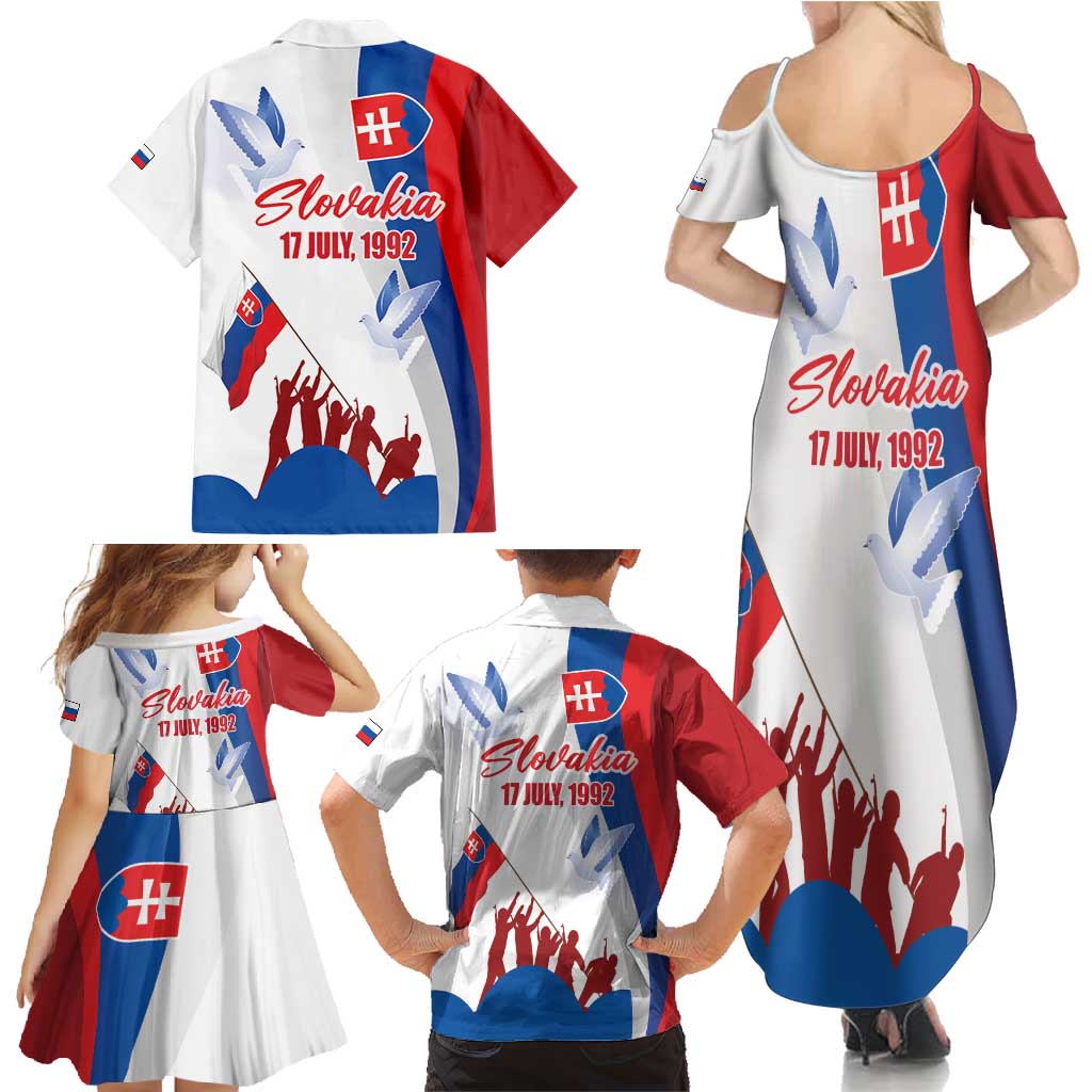 Slovakia Independence Day Family Matching Summer Maxi Dress and Hawaiian Shirt 17th July 1992