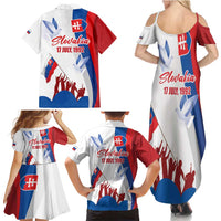 Slovakia Independence Day Family Matching Summer Maxi Dress and Hawaiian Shirt 17th July 1992