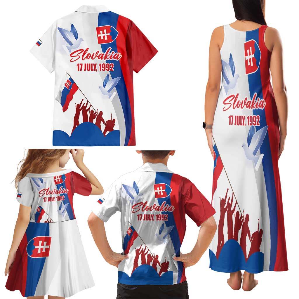 Slovakia Independence Day Family Matching Tank Maxi Dress and Hawaiian Shirt 17th July 1992
