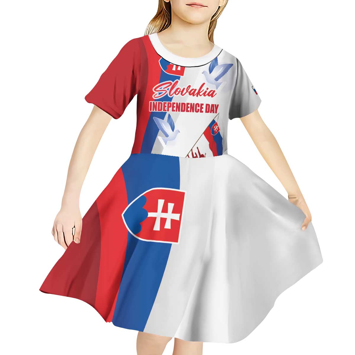 Slovakia Independence Day Kid Short Sleeve Dress 17th July 1992