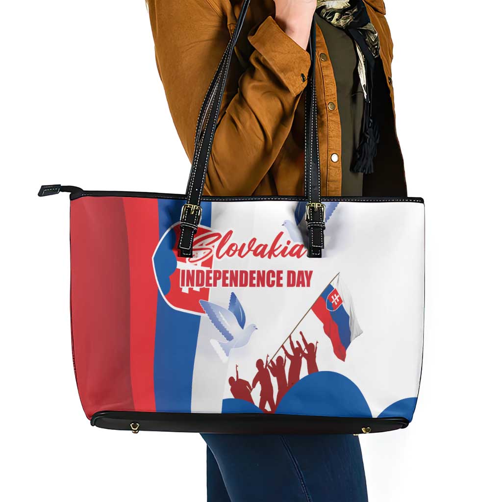 Slovakia Independence Day Leather Tote Bag 17th July 1992