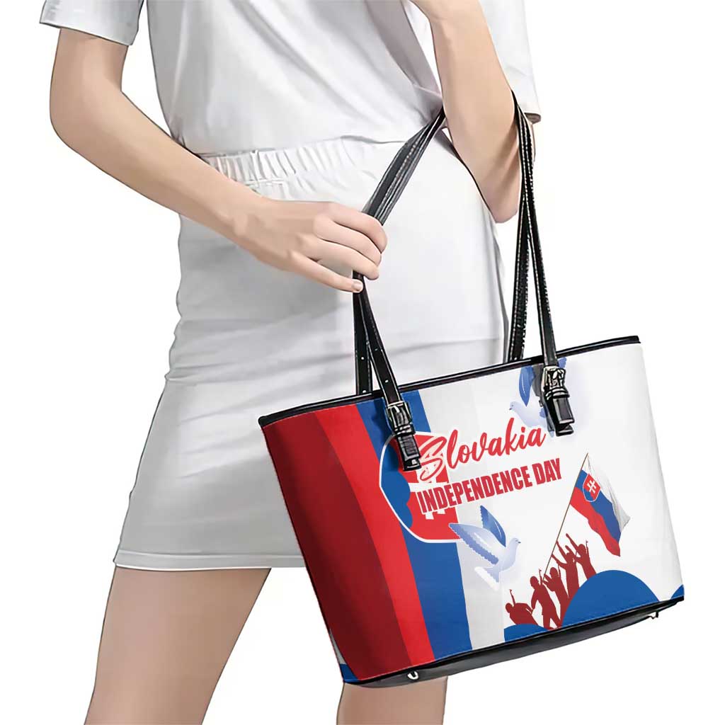 Slovakia Independence Day Leather Tote Bag 17th July 1992