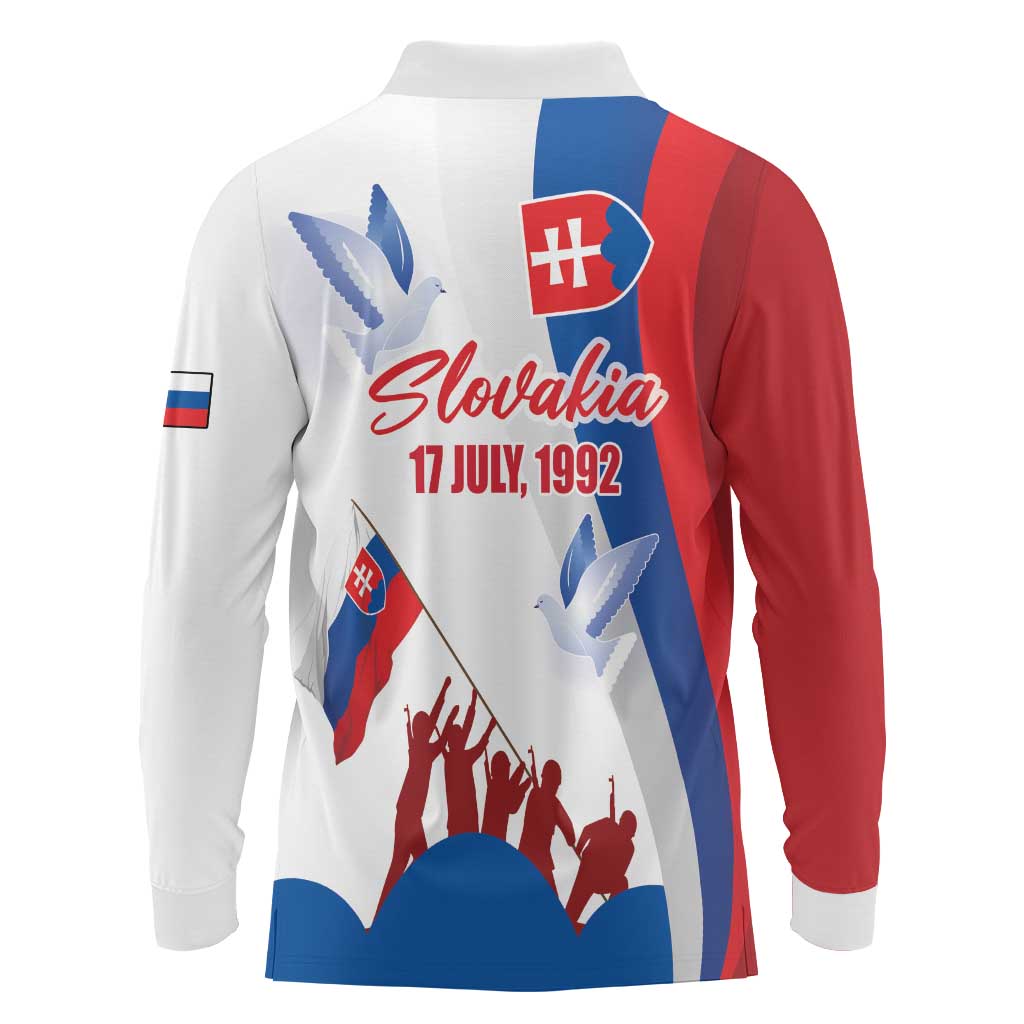 Slovakia Independence Day Long Sleeve Polo Shirt 17th July 1992
