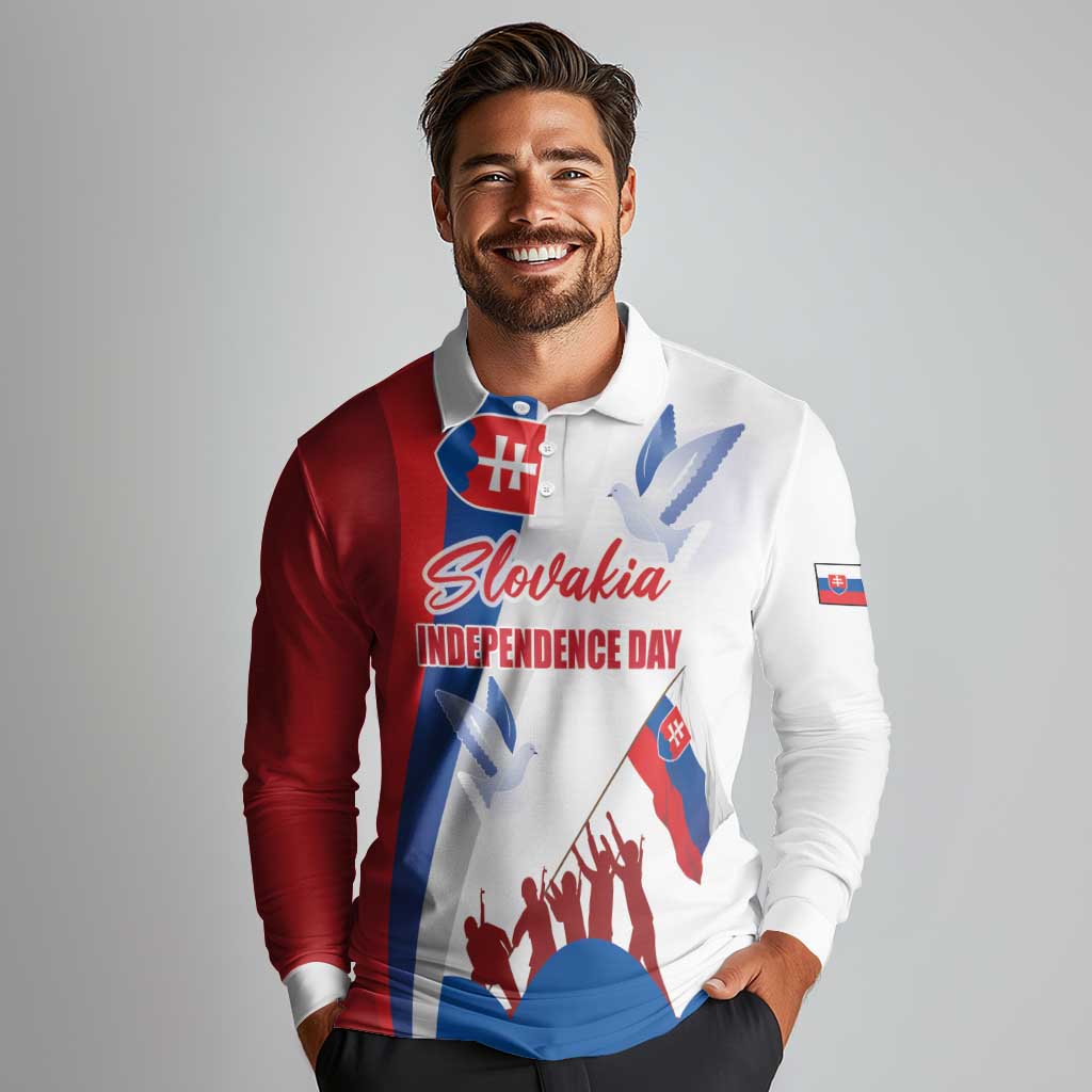 Slovakia Independence Day Long Sleeve Polo Shirt 17th July 1992