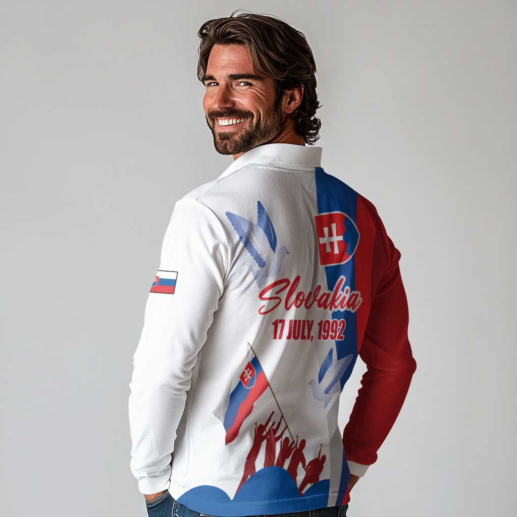 Slovakia Independence Day Long Sleeve Polo Shirt 17th July 1992