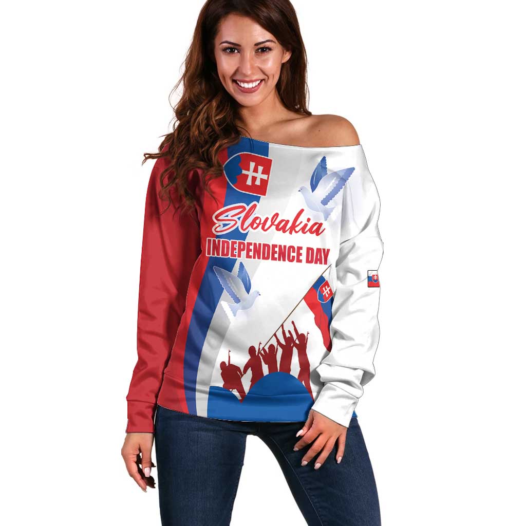 Slovakia Independence Day Off Shoulder Sweater 17th July 1992