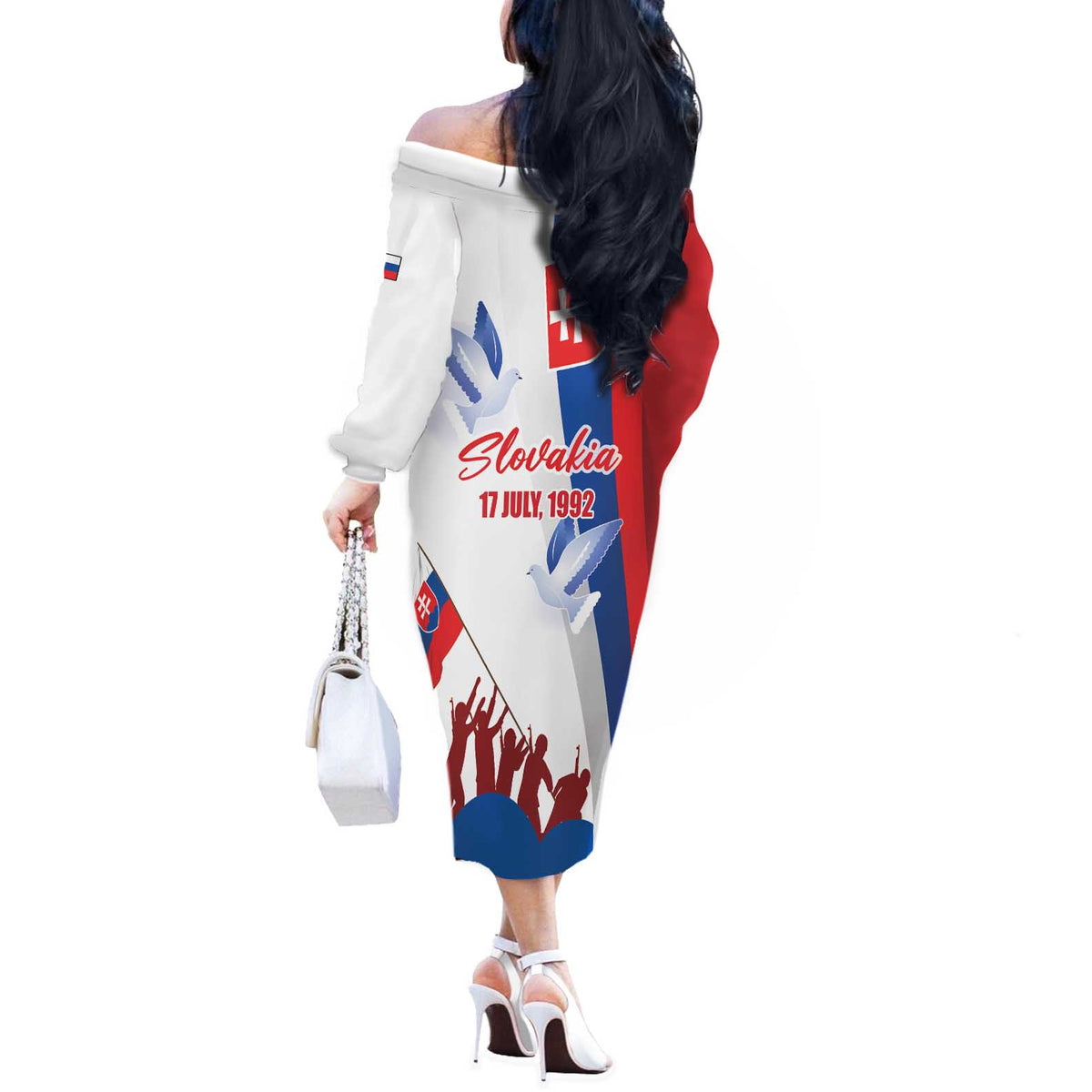 Slovakia Independence Day Off The Shoulder Long Sleeve Dress 17th July 1992