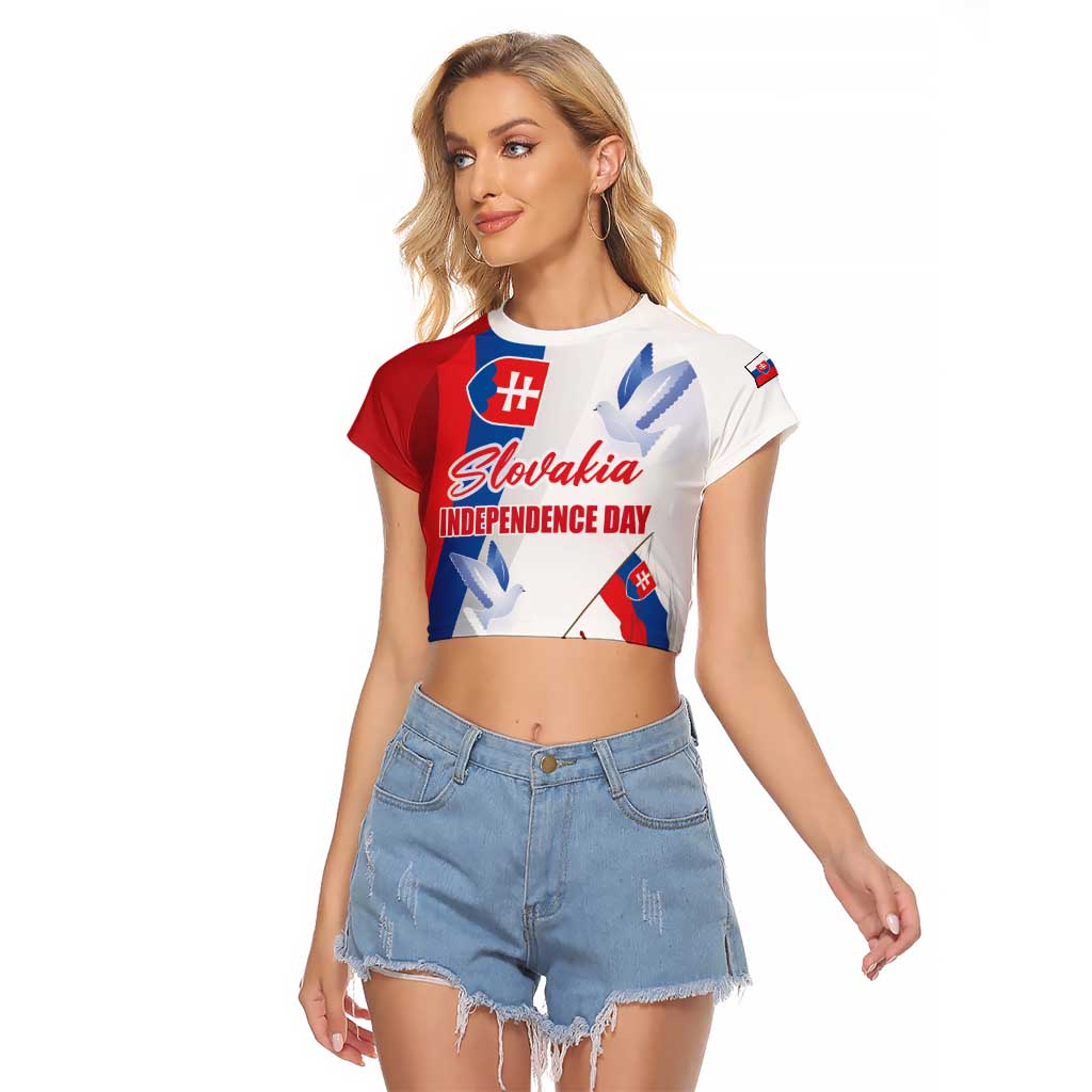 Slovakia Independence Day Raglan Cropped T Shirt 17th July 1992
