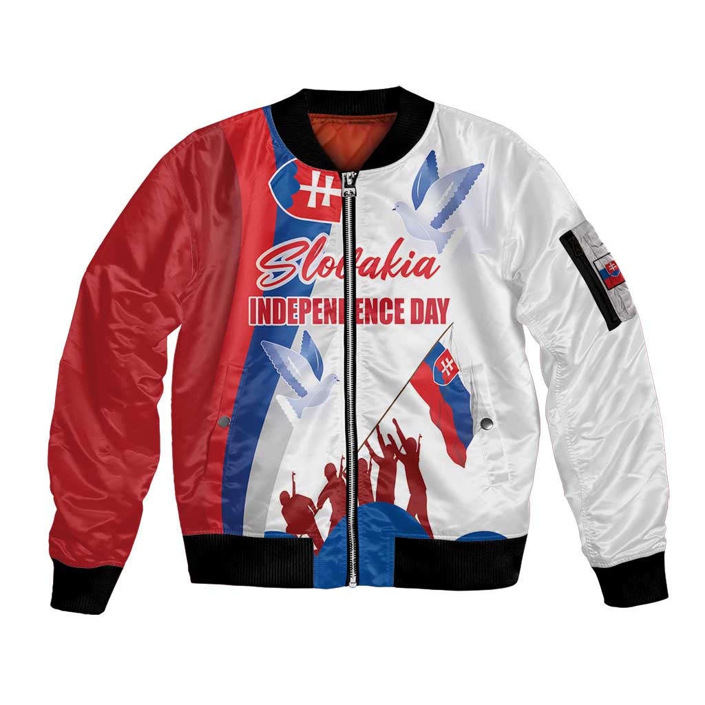 Slovakia Independence Day Sleeve Zip Bomber Jacket 17th July 1992