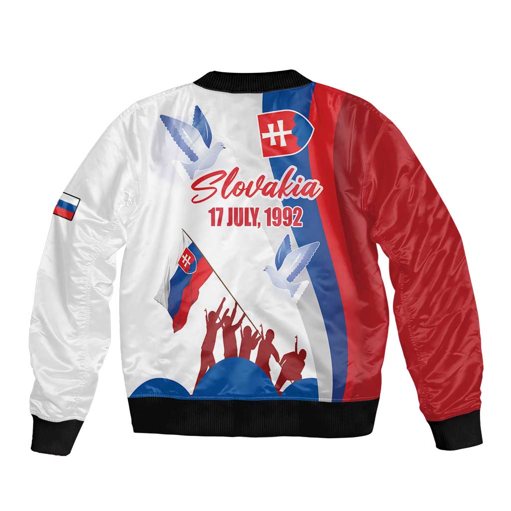Slovakia Independence Day Sleeve Zip Bomber Jacket 17th July 1992