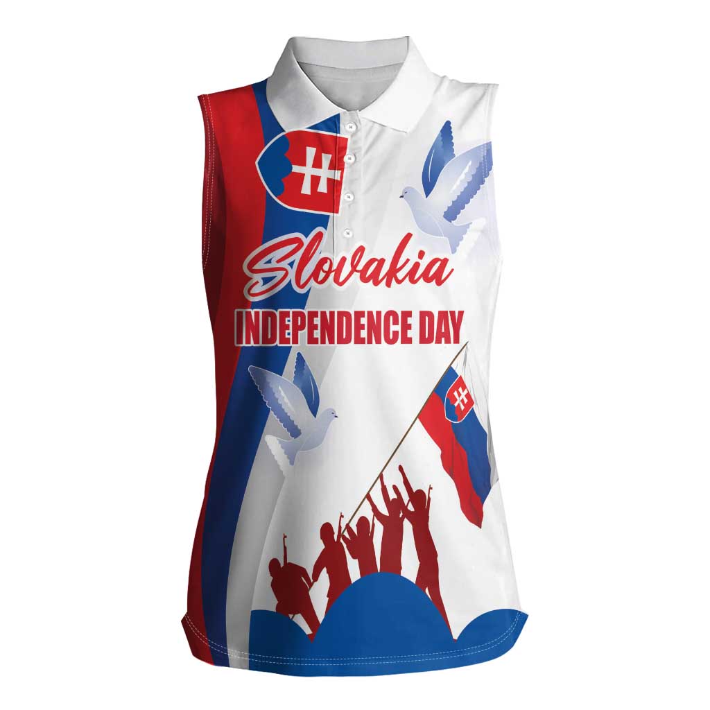 Slovakia Independence Day Women Sleeveless Polo Shirt 17th July 1992