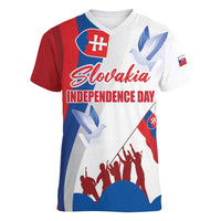 Slovakia Independence Day Women V-Neck T-Shirt 17th July 1992
