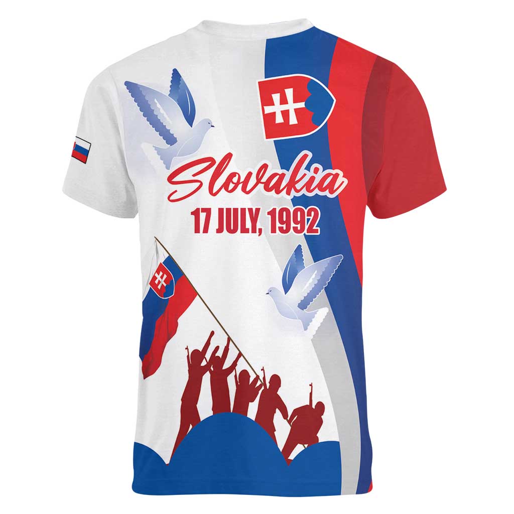 Slovakia Independence Day Women V-Neck T-Shirt 17th July 1992