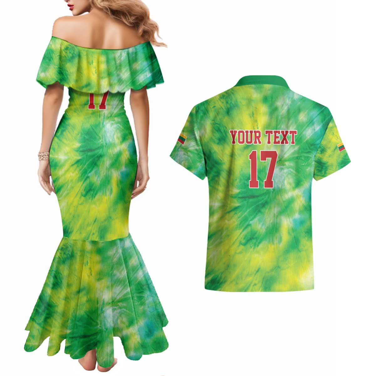 Custom Lithuania Basketball Couples Matching Mermaid Dress and Hawaiian Shirt Retro Style Version 1992