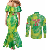 Custom Lithuania Basketball Couples Matching Mermaid Dress and Long Sleeve Button Shirt Retro Style Version 1992