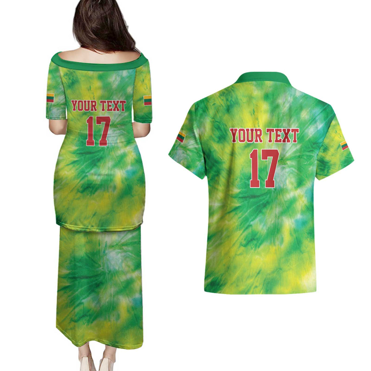 Custom Lithuania Basketball Couples Matching Puletasi and Hawaiian Shirt Retro Style Version 1992