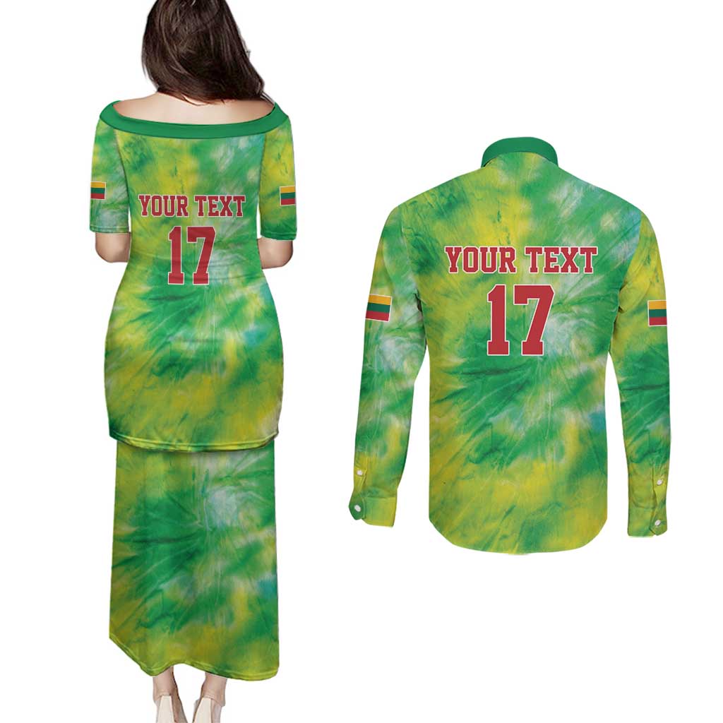 Custom Lithuania Basketball Couples Matching Puletasi and Long Sleeve Button Shirt Retro Style Version 1992