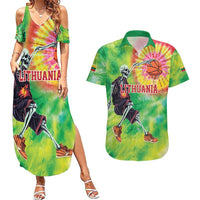 Custom Lithuania Basketball Couples Matching Summer Maxi Dress and Hawaiian Shirt Retro Style Version 1992