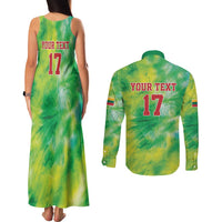 Custom Lithuania Basketball Couples Matching Tank Maxi Dress and Long Sleeve Button Shirt Retro Style Version 1992