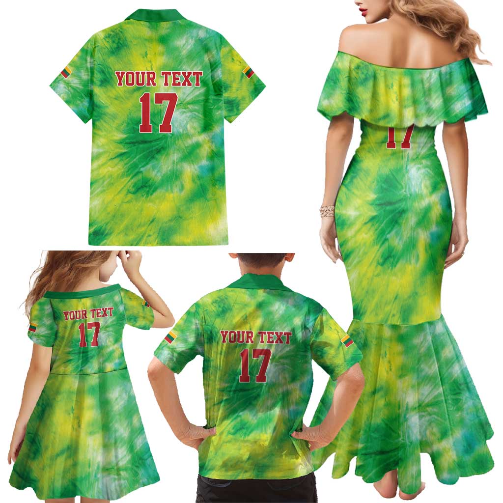 Custom Lithuania Basketball Family Matching Mermaid Dress and Hawaiian Shirt Retro Style Version 1992