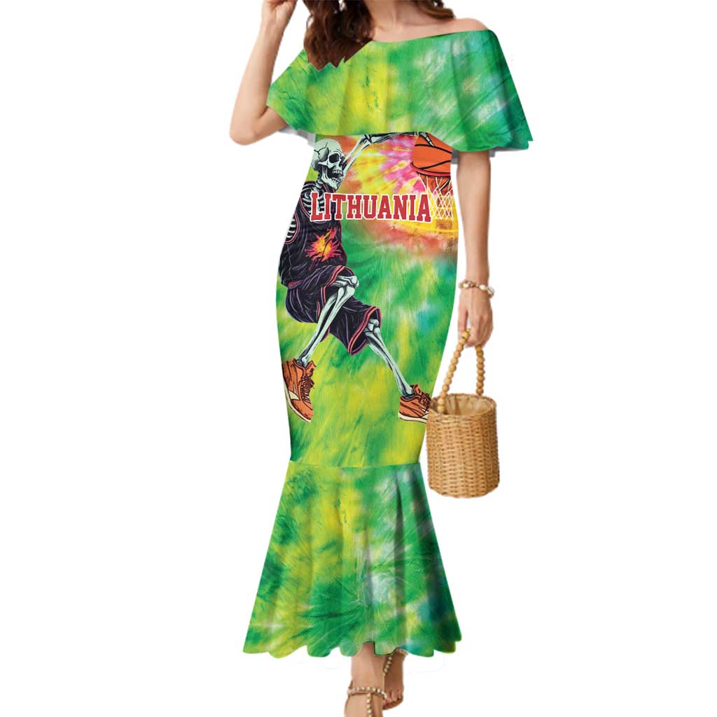 Custom Lithuania Basketball Family Matching Mermaid Dress and Hawaiian Shirt Retro Style Version 1992