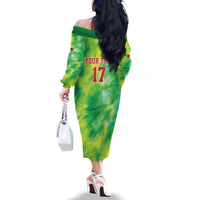Custom Lithuania Basketball Family Matching Off The Shoulder Long Sleeve Dress and Hawaiian Shirt Retro Style Version 1992