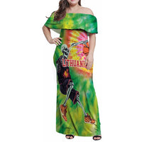 Custom Lithuania Basketball Family Matching Off Shoulder Maxi Dress and Hawaiian Shirt Retro Style Version 1992