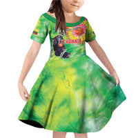 Custom Lithuania Basketball Family Matching Off Shoulder Short Dress and Hawaiian Shirt Retro Style Version 1992