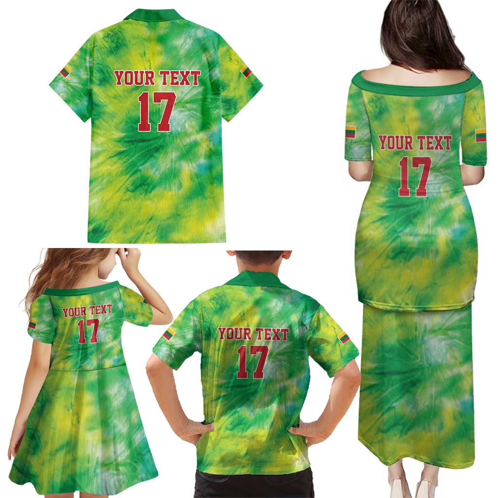 Custom Lithuania Basketball Family Matching Puletasi and Hawaiian Shirt Retro Style Version 1992