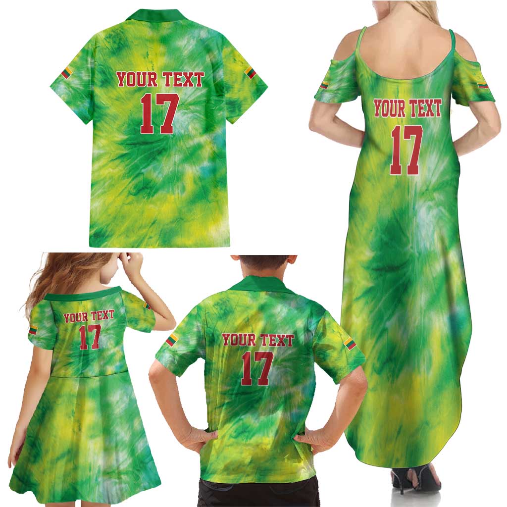 Custom Lithuania Basketball Family Matching Summer Maxi Dress and Hawaiian Shirt Retro Style Version 1992