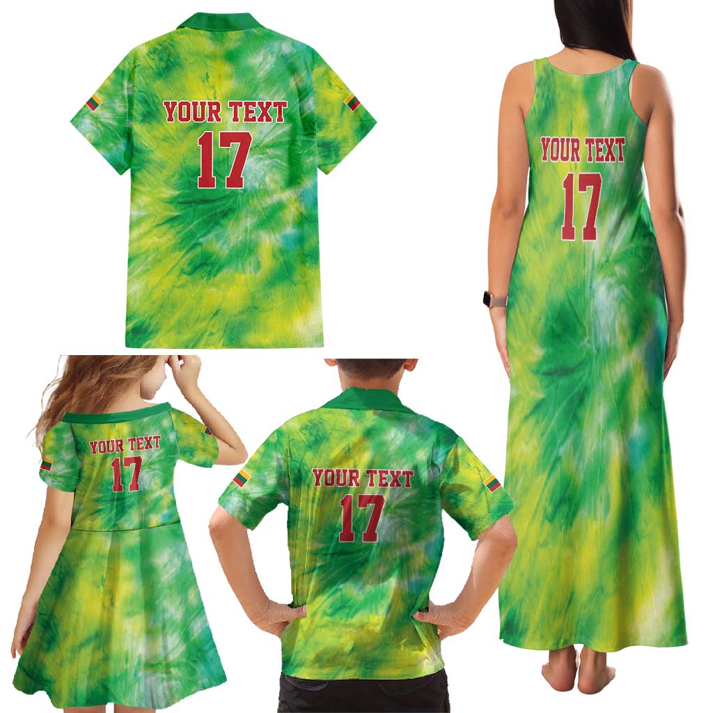 Custom Lithuania Basketball Family Matching Tank Maxi Dress and Hawaiian Shirt Retro Style Version 1992
